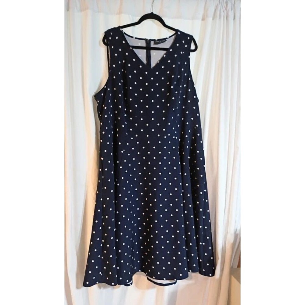 Lane Bryant Navy Blue Polkadot Sleeveless Dress size 26